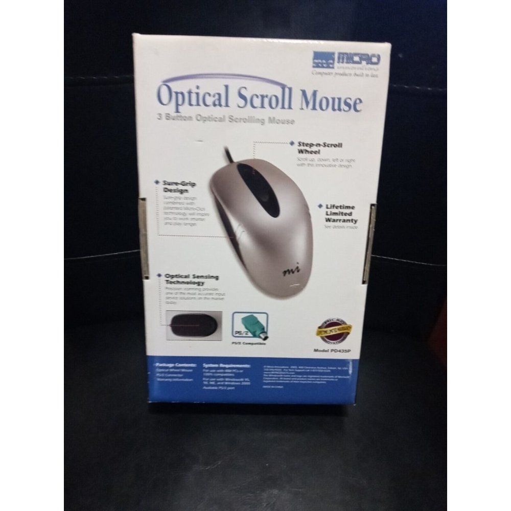 Micro Innovations 3 Button Optical Scroll Mouse Model PD435P PS/2 Compatible NEW - Picture 12 of 13
